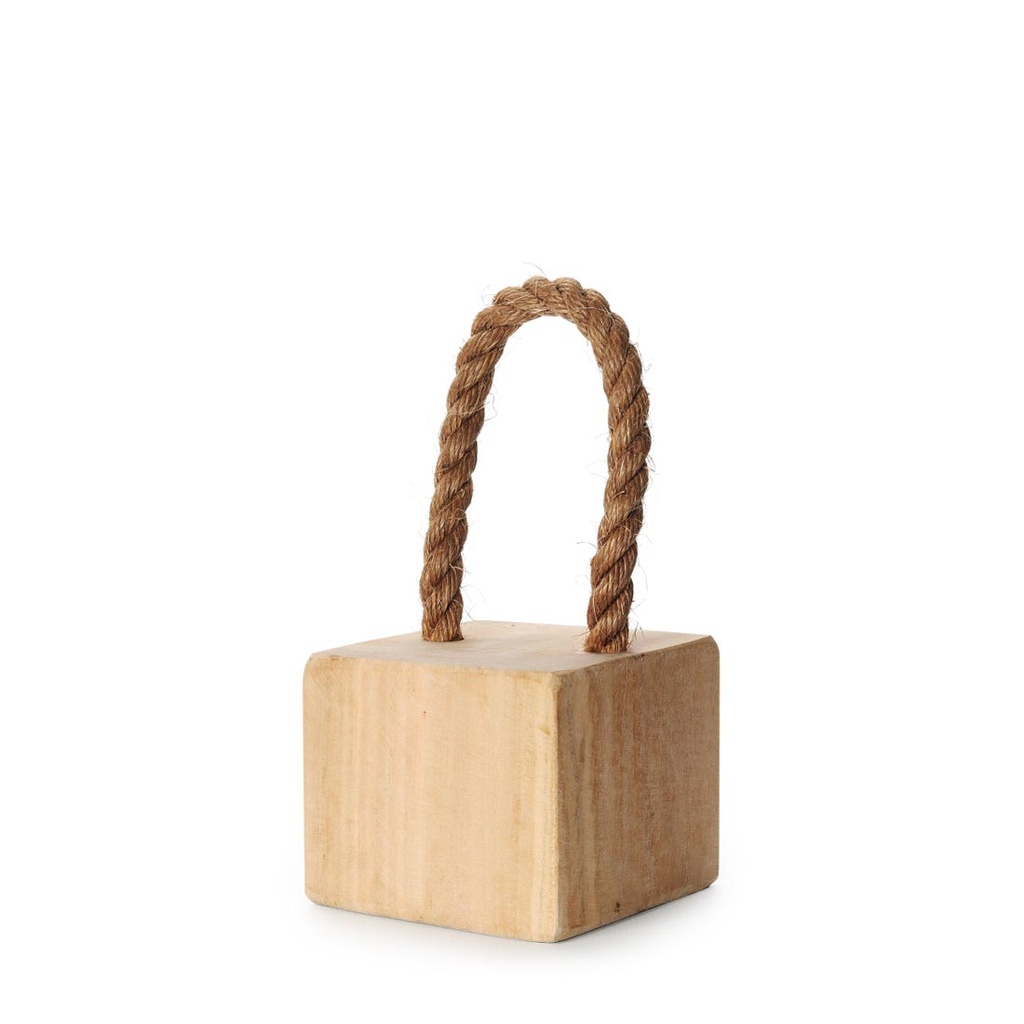 Solid Wood Door Stopper (3kg) - with rope handle