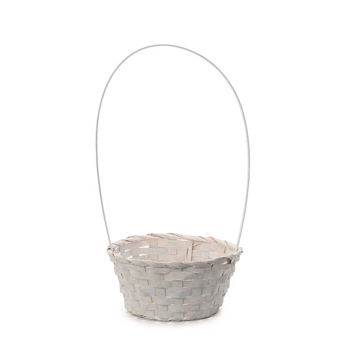 Round White Basket (diameter: 18cm) | with handle