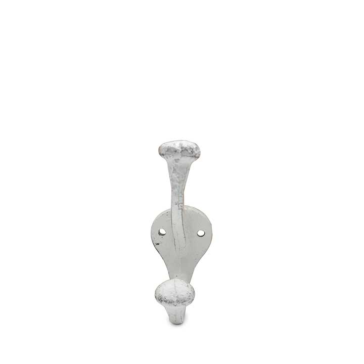 Cast Iron Double Wall Hook - white
