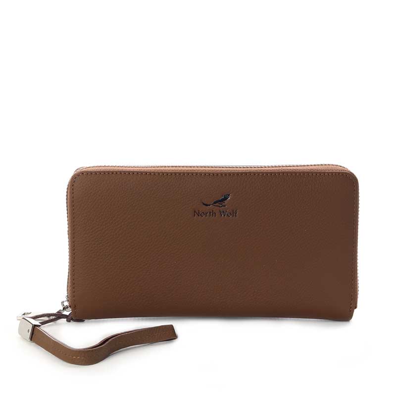 Ladies Slender Genuine Leather Wallet - brown