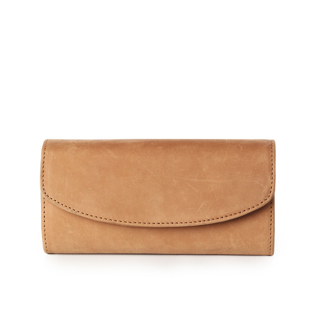 Ladies Leather Tri-fold Genuine Leather Wallet - Tan
