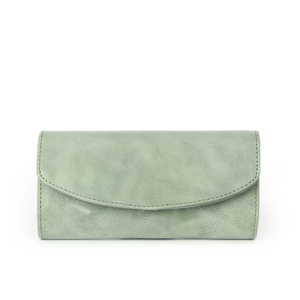 Ladies Leather Tri-fold Genuine Leather Wallet - Mint Green