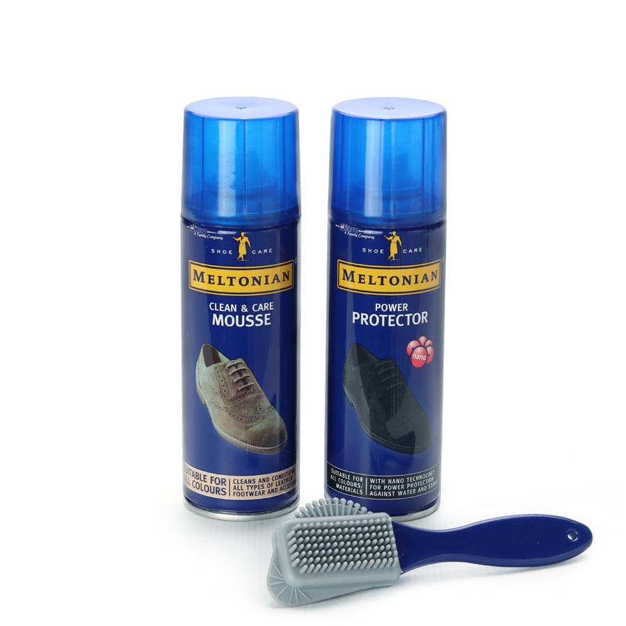 Meltonian Nubuck & Suede Leather Care Kit: Mouse, Protector & Brush