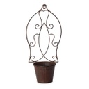 Rust Oval Wall Mounted Planter | wrought iron - with pot