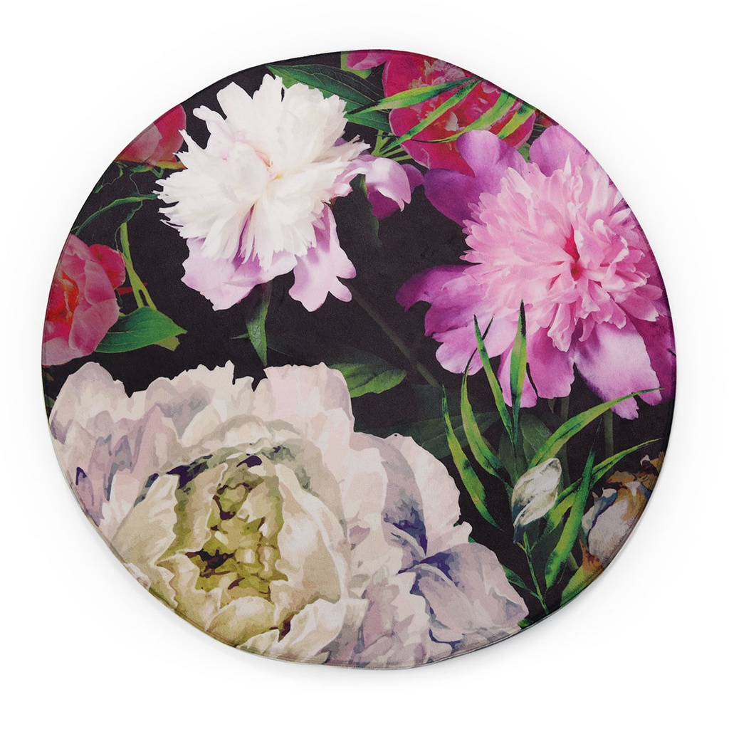 Velva Plush Round Mat (90cm) | pink &amp; white floral print