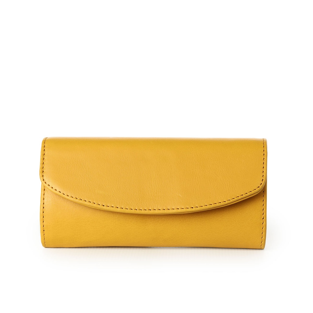 Ladies Leather Tri-fold Wallet - Mustard Yellow