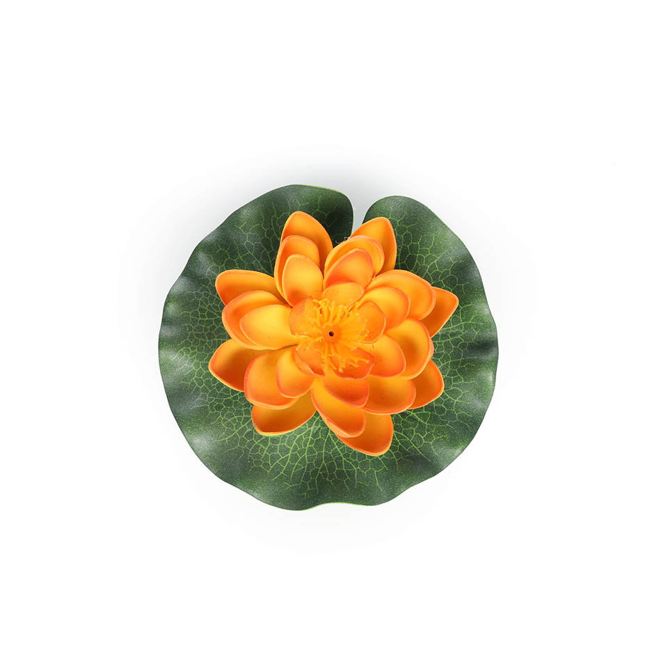 Artificial Orange Floating Lotus (15cm)