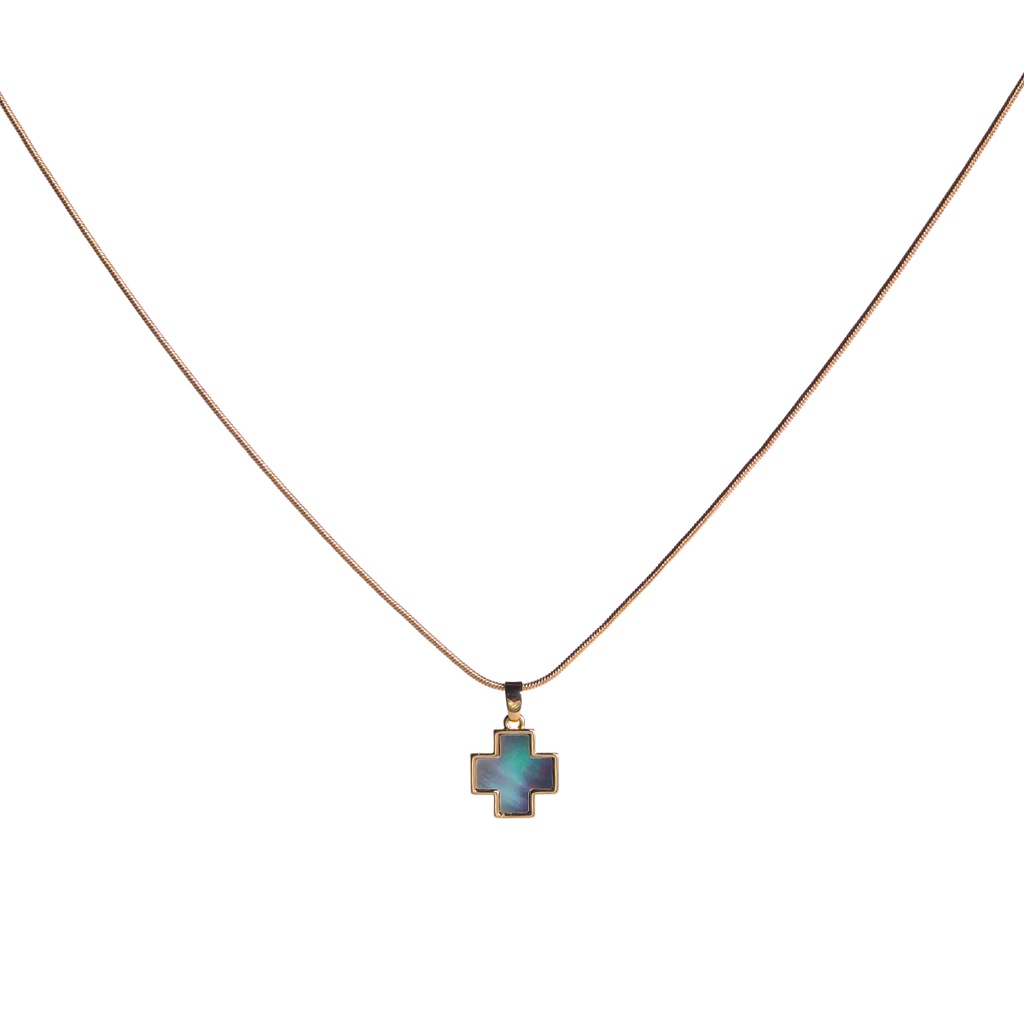 Petite Seashell Cross Pendant | with gold chain