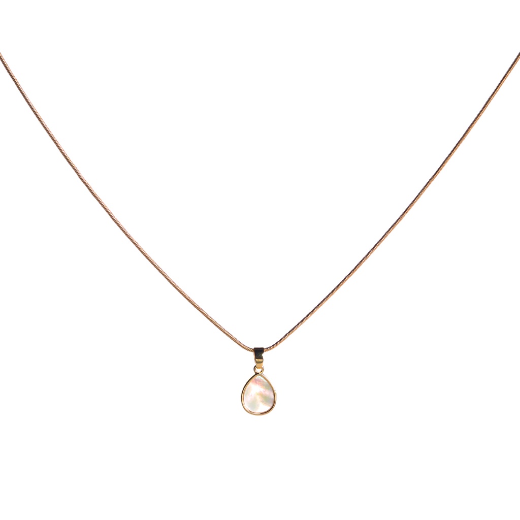Petite Seashell Teardrop Pendant | with gold chain