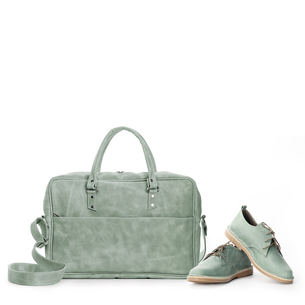 VELLIES &amp; Metro Laptop Bag | Mint Chrome Tanned Leather