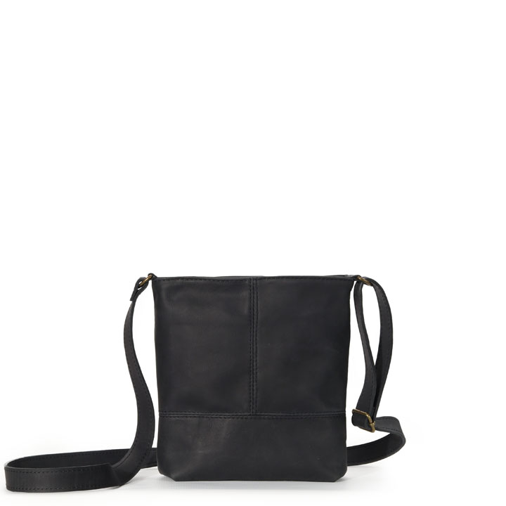 Linear Whispers (medium) Sling Bag | black leather