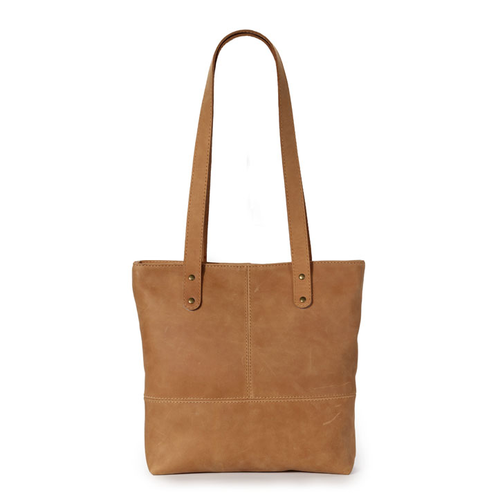Linear Whispers (large) Tote Bag | tan brown leather