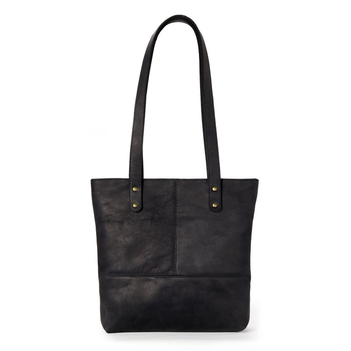 Linear Whispers (large) Tote Bag | black leather