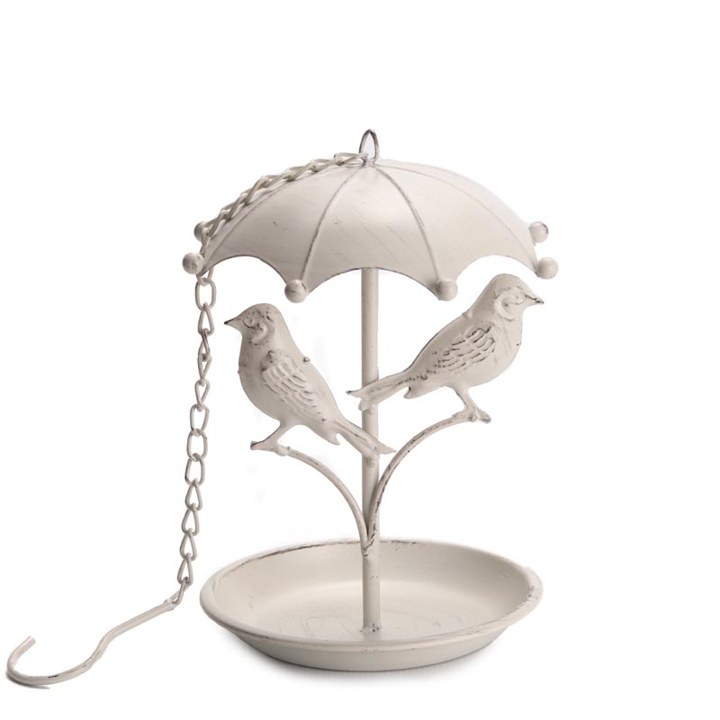 Hanging Metal Bird Feeder (16cm) - white