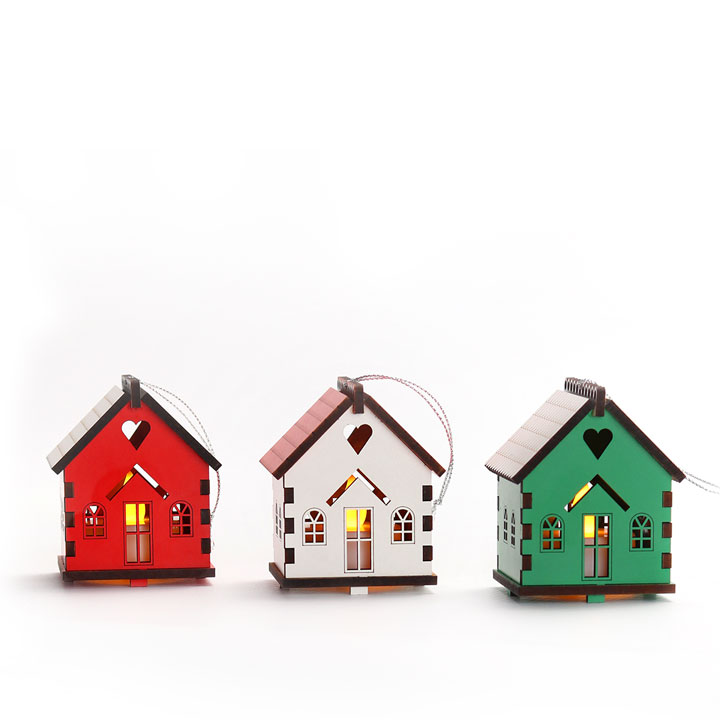 Flickering House Set - small - Green, Red & White