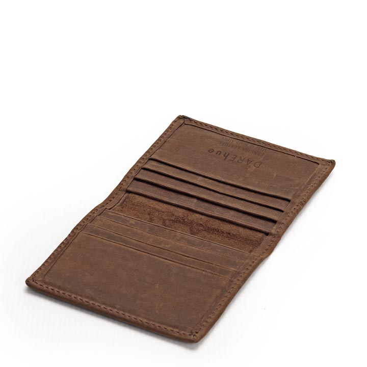 Slim Leather Bifold Card Holder - walnut brown