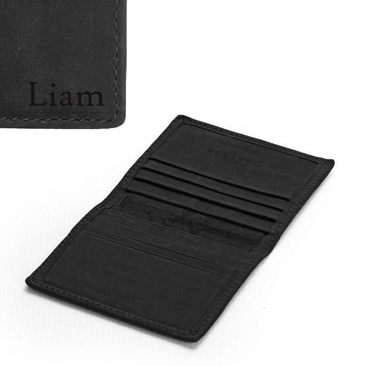 Personalised Men’s Card Wallet | black leather