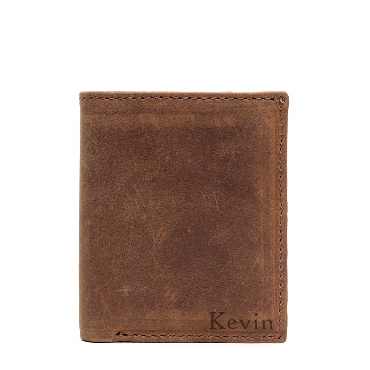 Personalised Men’s Bifold Card Wallet | walnut brown leather