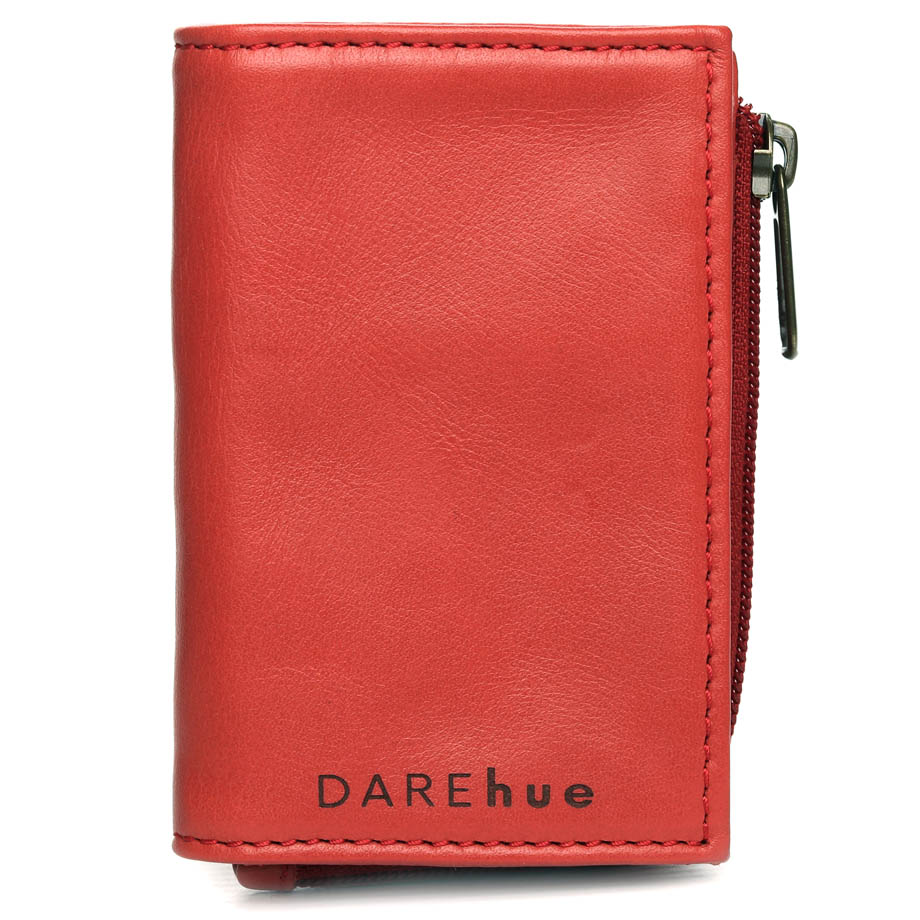 Small Slim Ladies Leather Wallet (8 card slots) | bold red