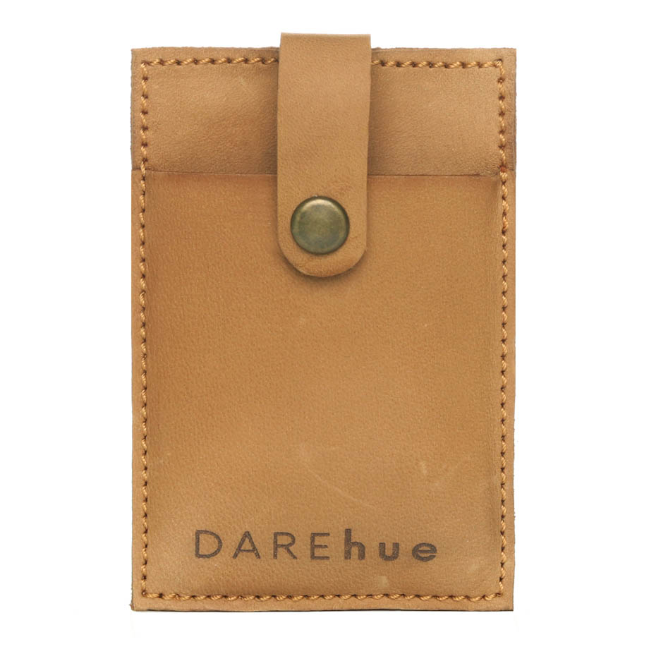 Stick-On Leather Phone Card Holder | tan brown