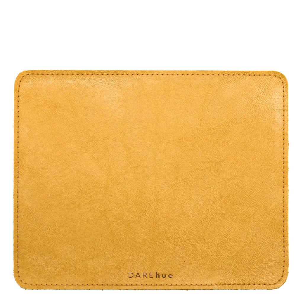 Leather Mouse Pad (25x20cm) or (30x25cm) | mustard yellow