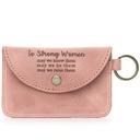 Inspirational Leather Card Holder Keyring | rose pink