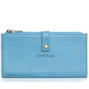 Large Slim Ladies Leather Wallet (17 card slots) | sky blue