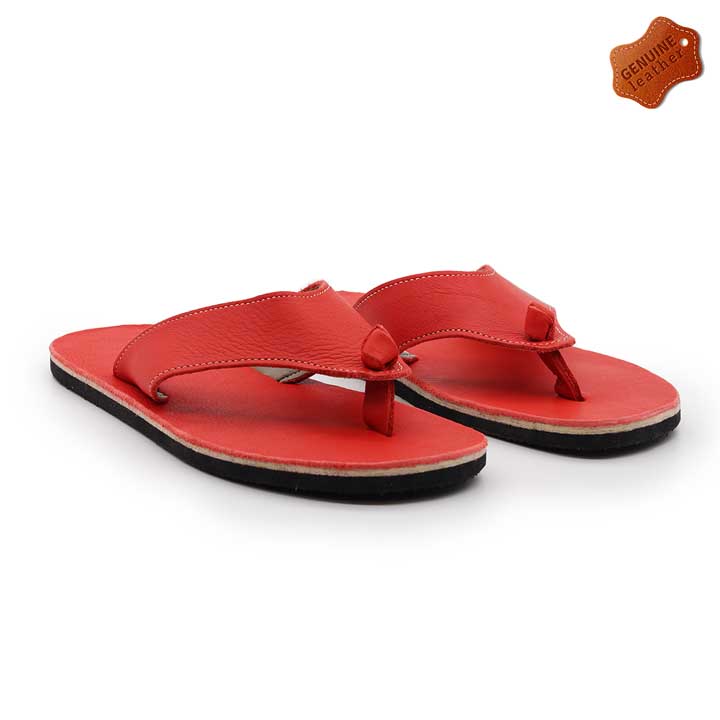 LADIES | Leather Flip Flops - Red