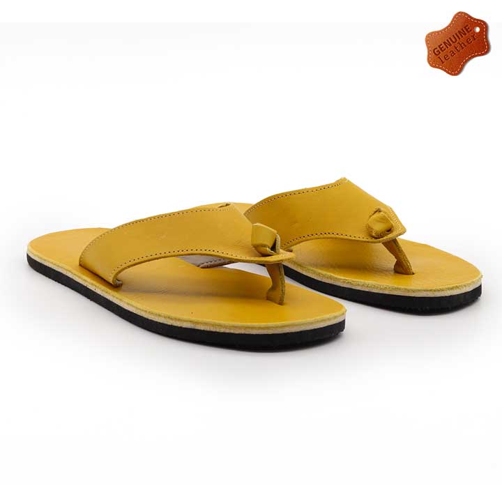LADIES | Leather Flip Flops - Mustard