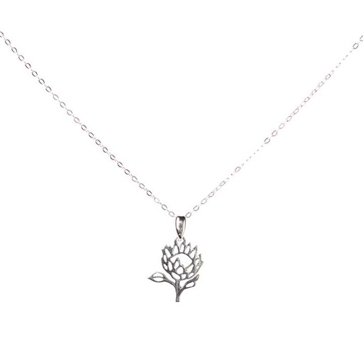 [jew-nec-pro-ster-sil] Protea Pendant Necklace - Sterling Silver