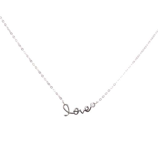 [jew-nec-lov-sto-ster-sil] Love Pendant Necklace - Sterling Silver