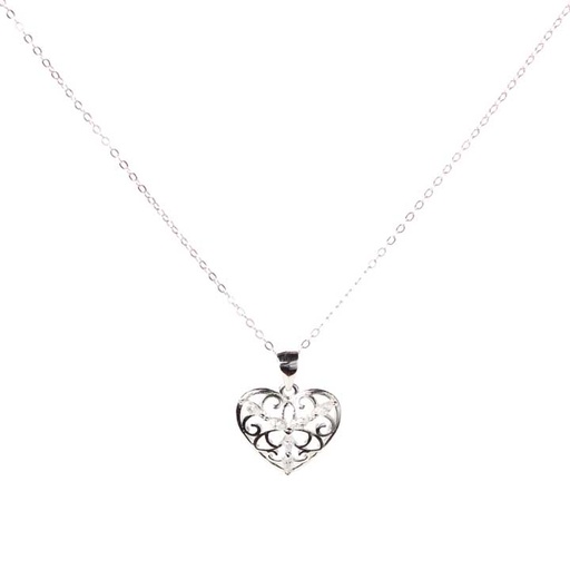 [jew-nec-cro-hea-ster-sil] Cross My Heart Pendant Necklace - Sterling Silver