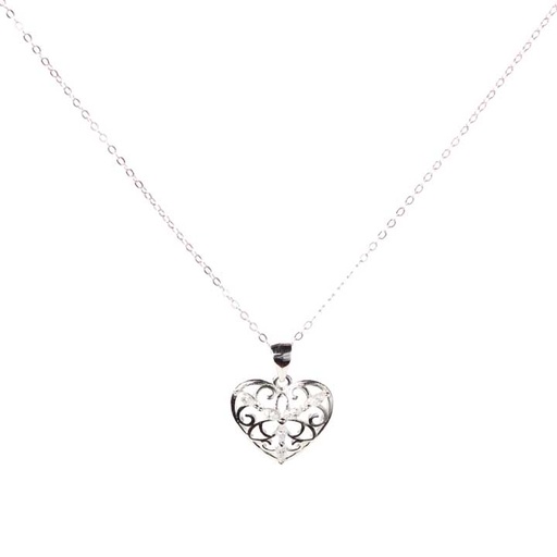 [jew-nec-cro-hea-ster-sil] Cross My Heart Pendant Necklace - Sterling Silver
