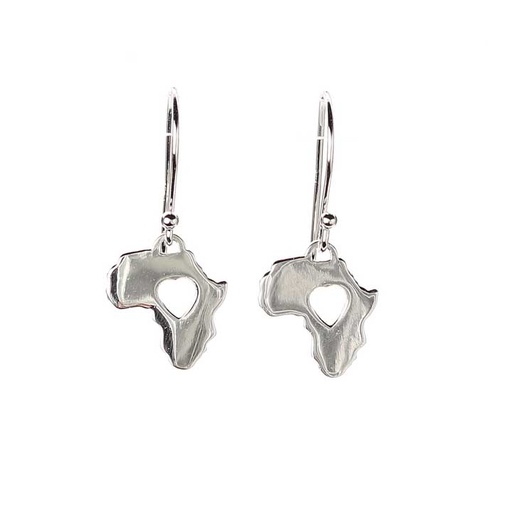 [jew-ear-hea-afr-ster-sil] Heart of Africa Earrings - Sterling Silver