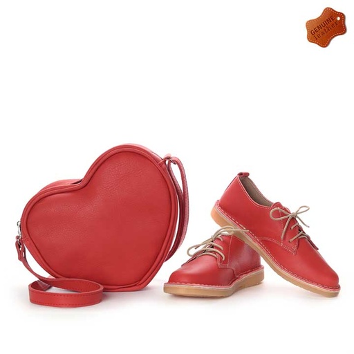 VELLIES & Heart Bag | Red Leather
