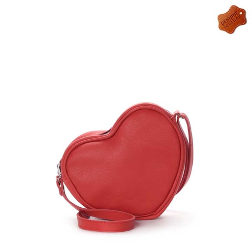 [bag-sling-hea-red] Heart Sling Bag | Red Leather