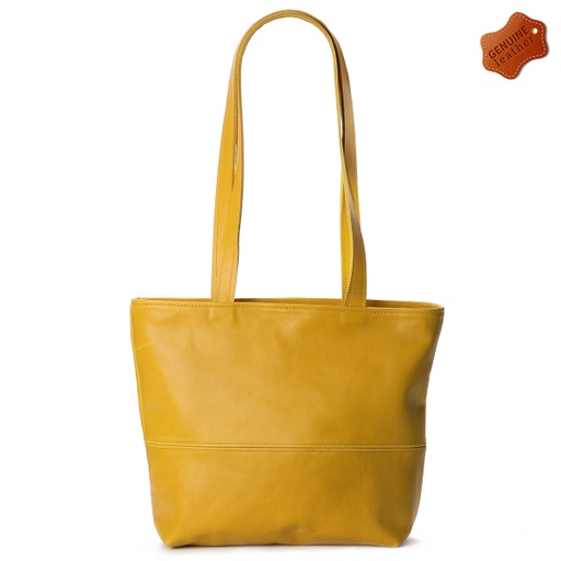 [bag-hand-shop-mustard] Shopper Handbag | Mustard Yellow Leather