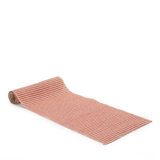 [kitch-run-hes-stri-red-2.8] Red Stripes Hessian Table Runner (2.8m)
