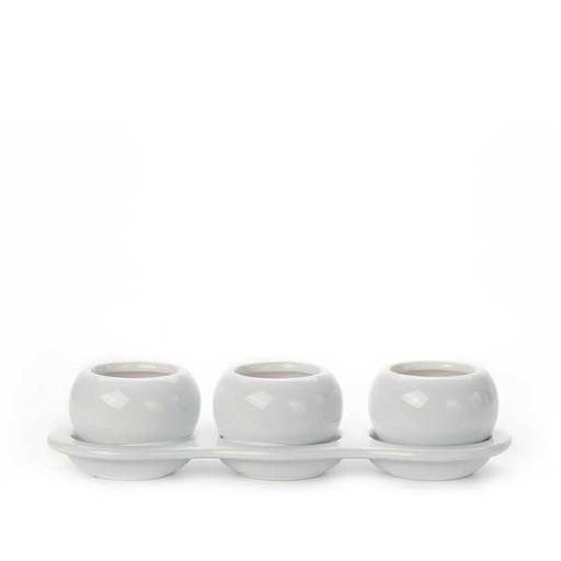 [pot-trio-ball-cer-3.5] Trio Ceramic Ball Pots - 3.5 cm