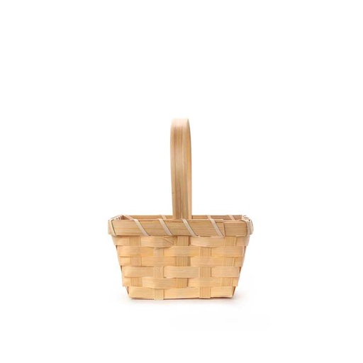 [dec-bas-squ-lig-brwn] Square Light Brown Basket (7.5cmx11cm) | with handle