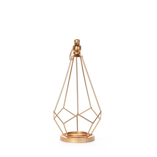[dec-pyr-hold-gold-gla] Gold Pyramid Candle Holder | with glass cover