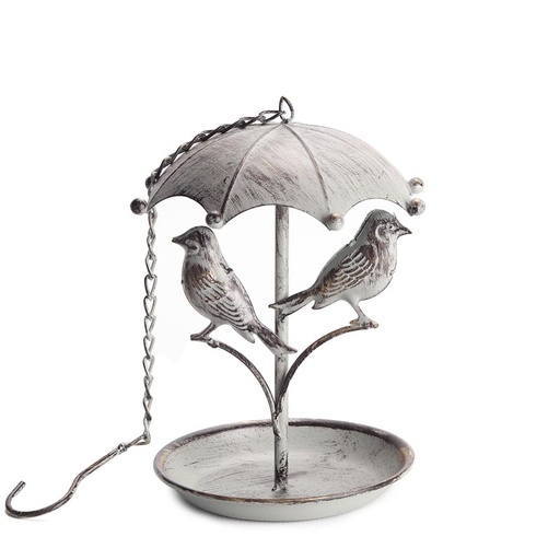 [bir-fee-met-16cm-gry] Hanging Metal Bird Feeder (16cm) - grey