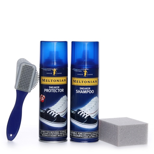 [sne-car-200ml-kit] Meltonian Sneaker Shoes Care Kit: Shampoo, Protector, Brush & Sponge