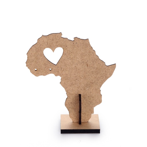 [jew-sta-afr-woo-12cm] Wooden Africa Shape with Heart Jewelry Stand (height: 12cm)
