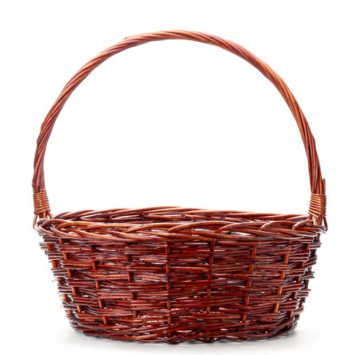 [bas-rou-bro-38cm] Round Brown Willow Basket (38cm) | with handle