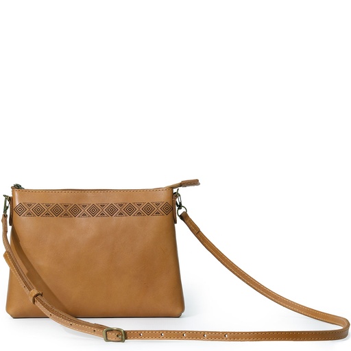 [b-sling-nde-ess-tof-bro] Ndebele Essence (medium) Sling-Clutch Bag | toffee brown leather