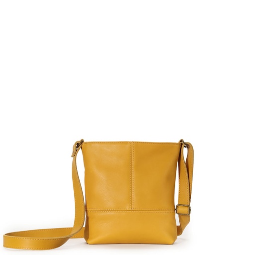 [b-sling-lin-whi-must-yel] Linear Whispers (medium) Sling Bag | mustard yellow leather