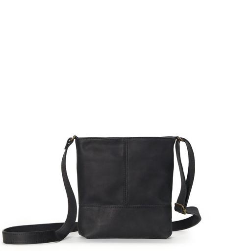 [b-sling-lin-whi-black] Linear Whispers (medium) Sling Bag | black leather