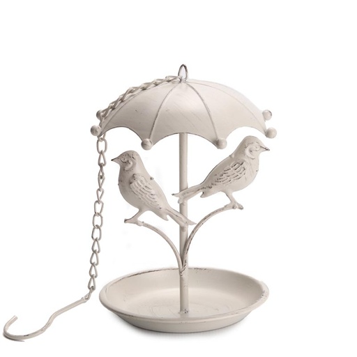 [bir-fee-met-16cm-white] Hanging Metal Bird Feeder (16cm) - white