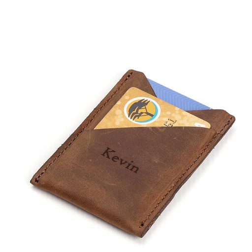 [w-sle-card-2-wal-bro-cust] Personalised Men’s Deluxe Card Sleeve Holder | walnut brown leather